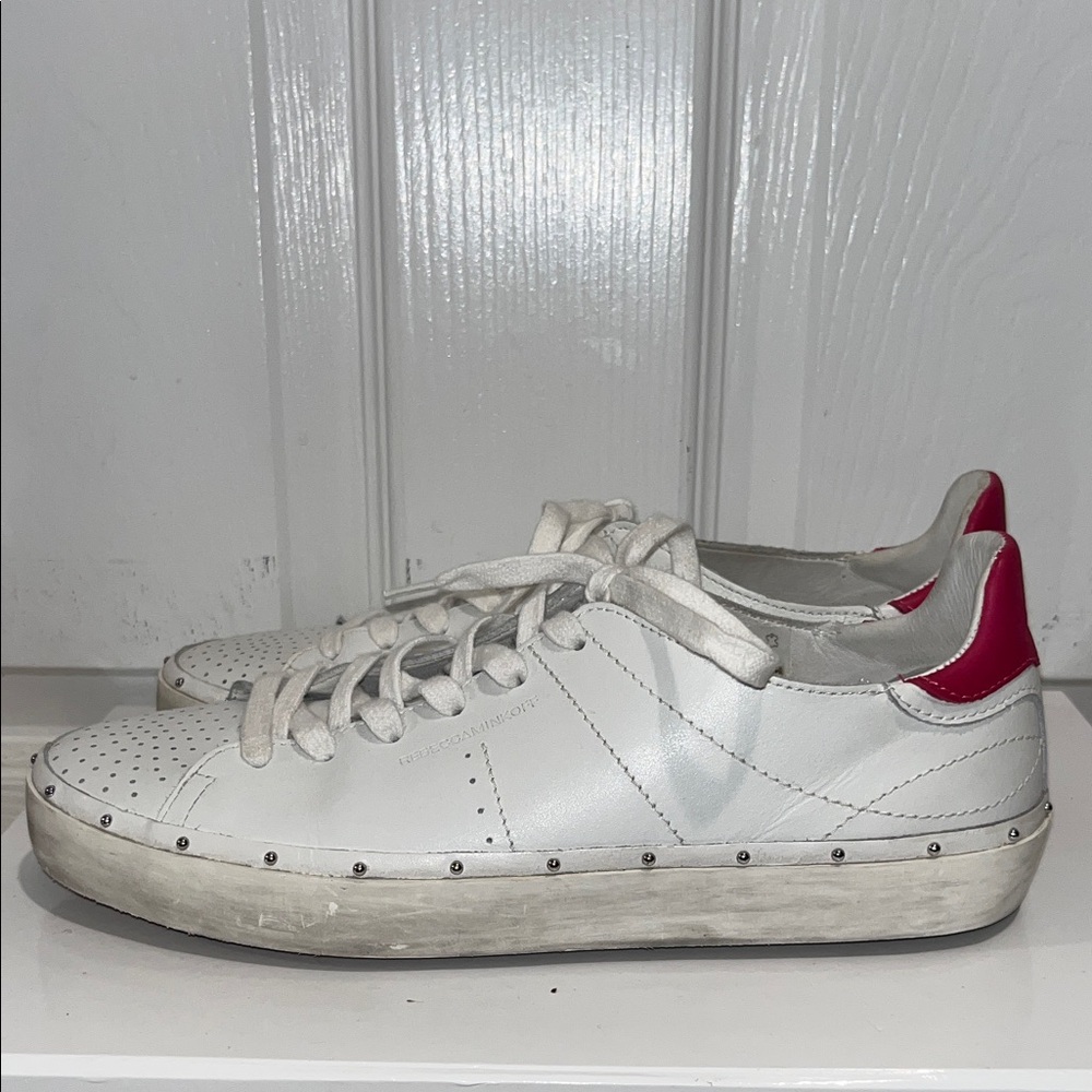 REBECCA MINKOFF Studded white and pink sneakers